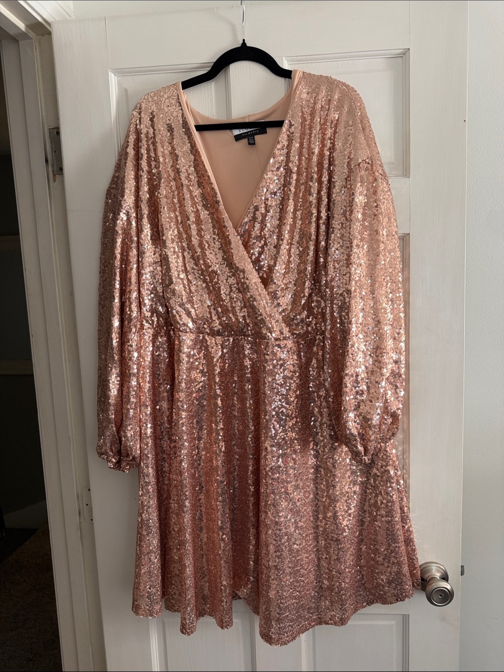 Eloquii Rose Gold Sequin Wrap Dress